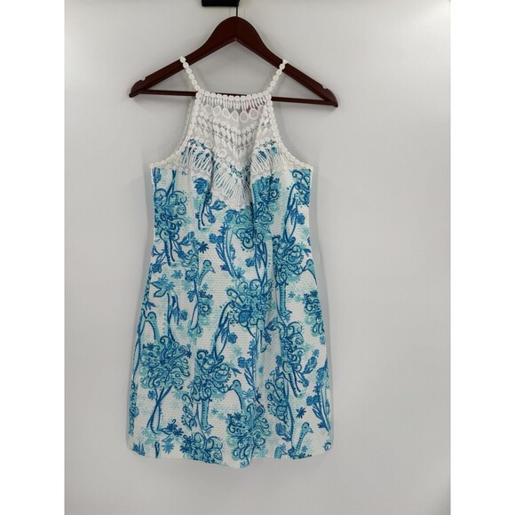 LILLY PULITZER Pearl Lace Shift Dress, Size 2, Blue White Back It Up, EUC - Picture 5 of 13